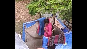 nangi girl bathing outdoor